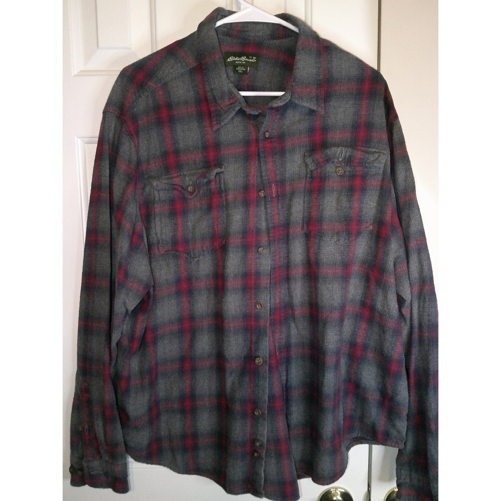 Vintage Eddie Bauer Flannel Shirt Plaid Long Sleeve Button Up XXL